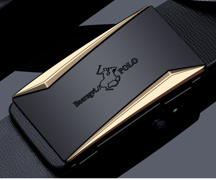 Men's toothless automatic buckle cowhide business belt