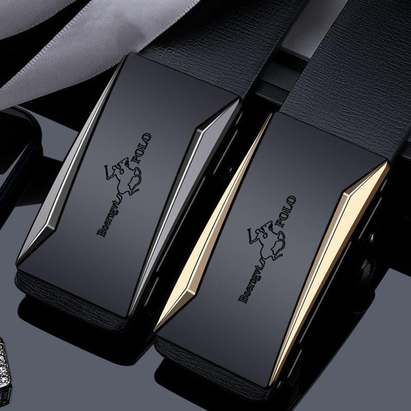 Men's toothless automatic buckle cowhide business belt