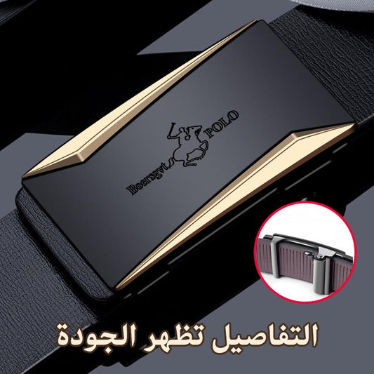 Men's toothless automatic buckle cowhide business belt