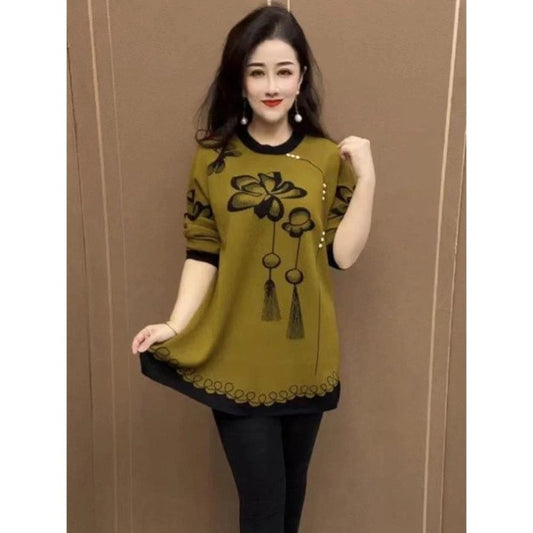 Women's autumn and winter knitted loose mid-length sweater