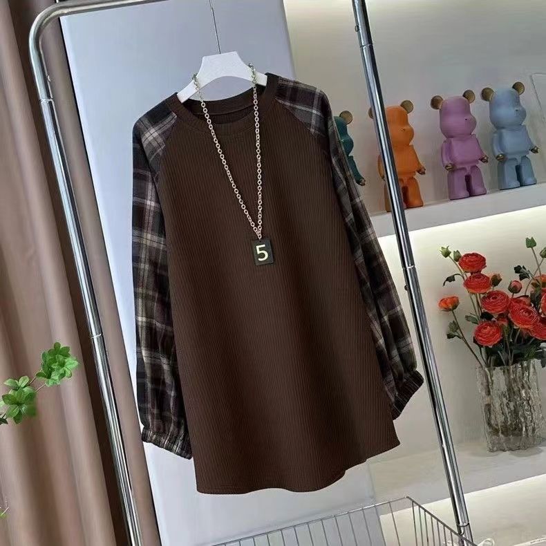 women's contrasting plaid patchwork sweatshirt