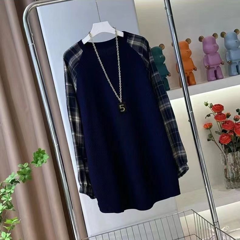 women's contrasting plaid patchwork sweatshirt