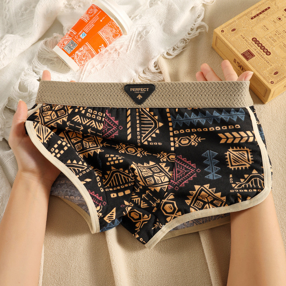 Men's American retro ethnic style pure cotton panties