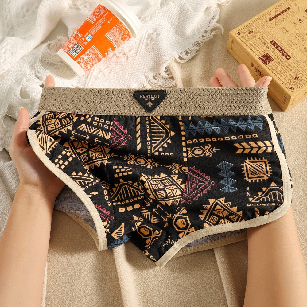 Men's American retro ethnic style pure cotton panties