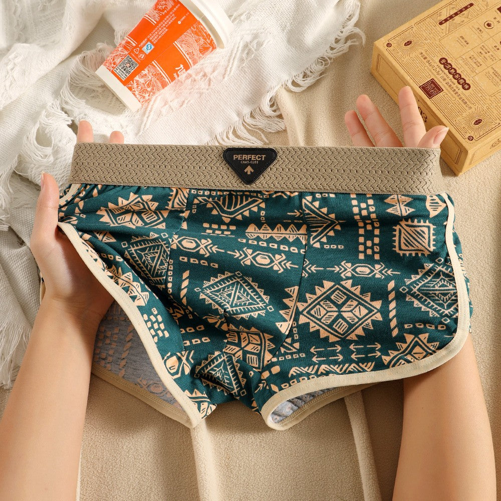 Men's American retro ethnic style pure cotton panties