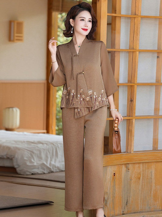 Summer loose fashion suits for middle-aged and elderly women