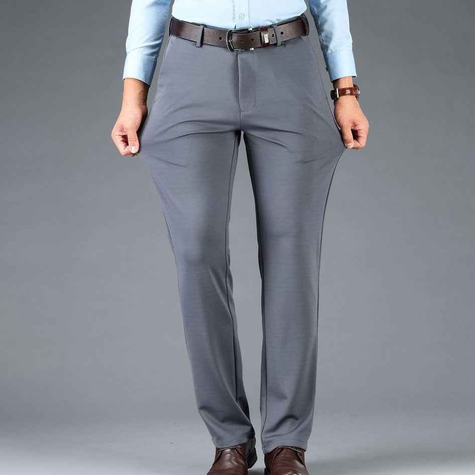 iq326-Ice Silk Casual Slim Straight Men's Trousers