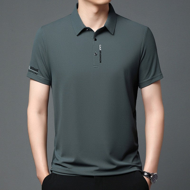 Men's summer lapel ice silk breathable short-sleeved T-shirt