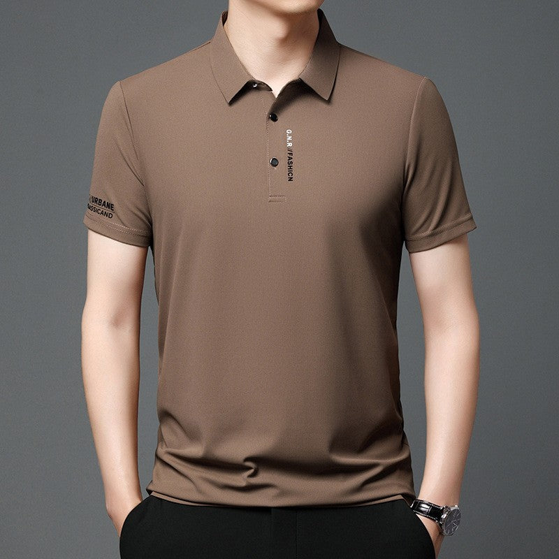 Men's summer lapel ice silk breathable short-sleeved T-shirt