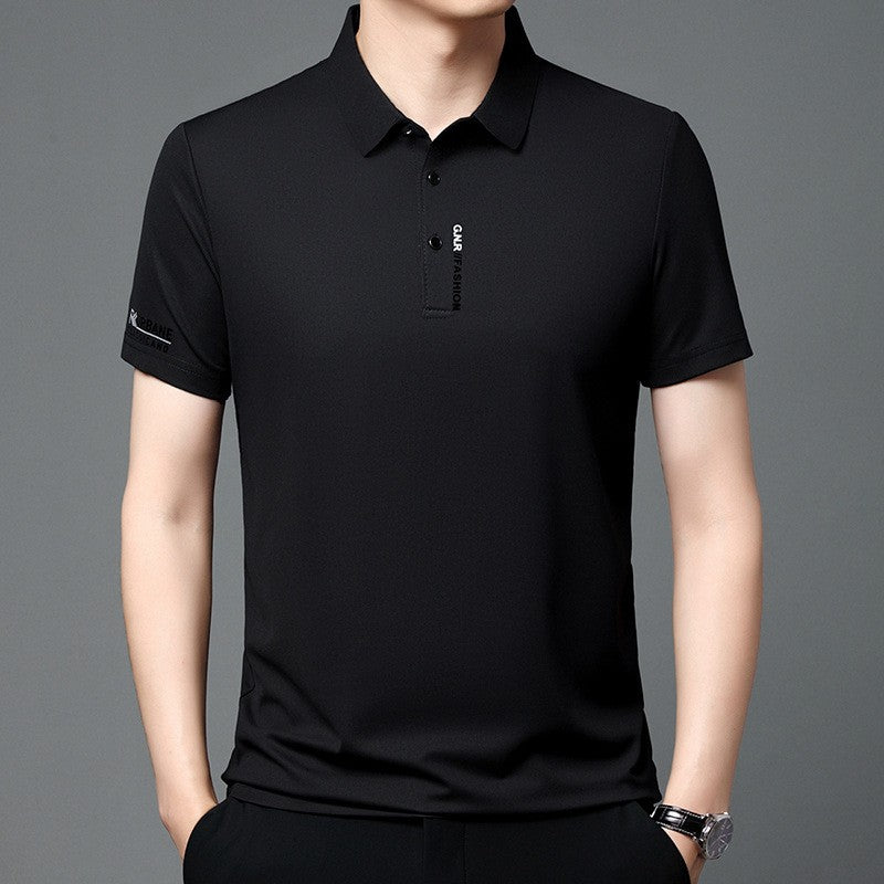 Men's summer lapel ice silk breathable short-sleeved T-shirt