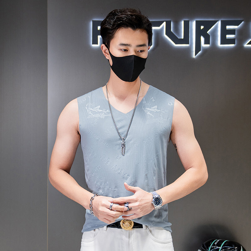 zd331-Men's summer sports ice silk tank top
