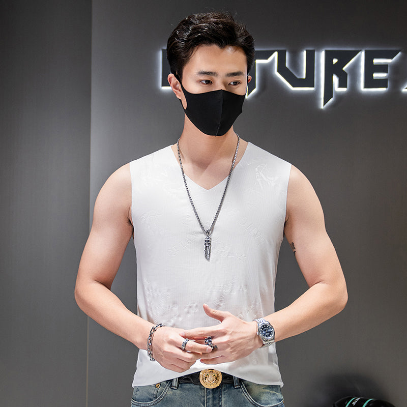 zd331-Men's summer sports ice silk tank top