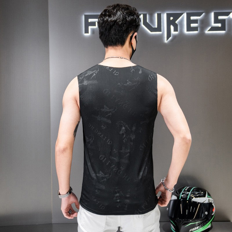 zd331-Men's summer sports ice silk tank top