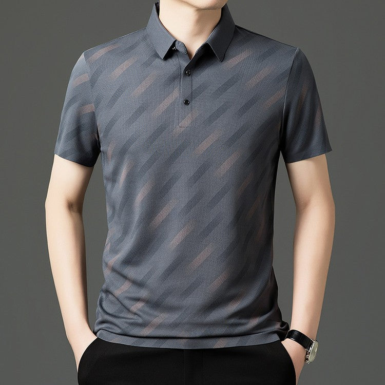zd346-2025 Men's business printing short-sleeved polo shirt