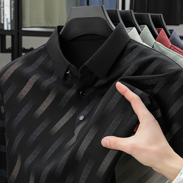 zd346-2025 Men's business printing short-sleeved polo shirt