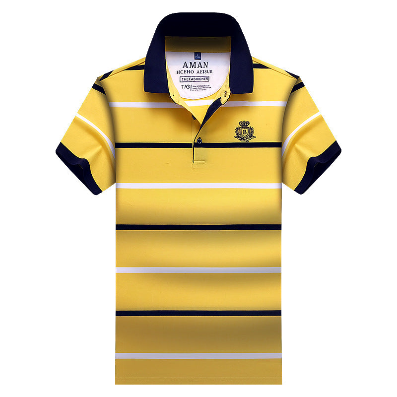 zd338-Men's Business Striped POLO Short Sleeve