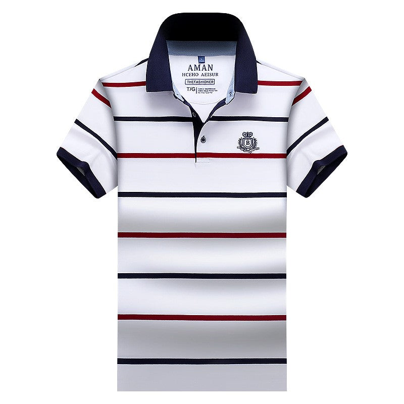 zd338-Men's Business Striped POLO Short Sleeve
