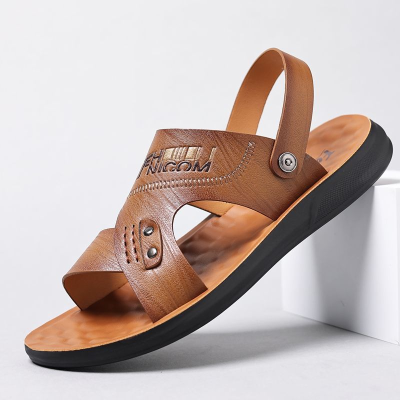 Men's summer breathable leather sandals