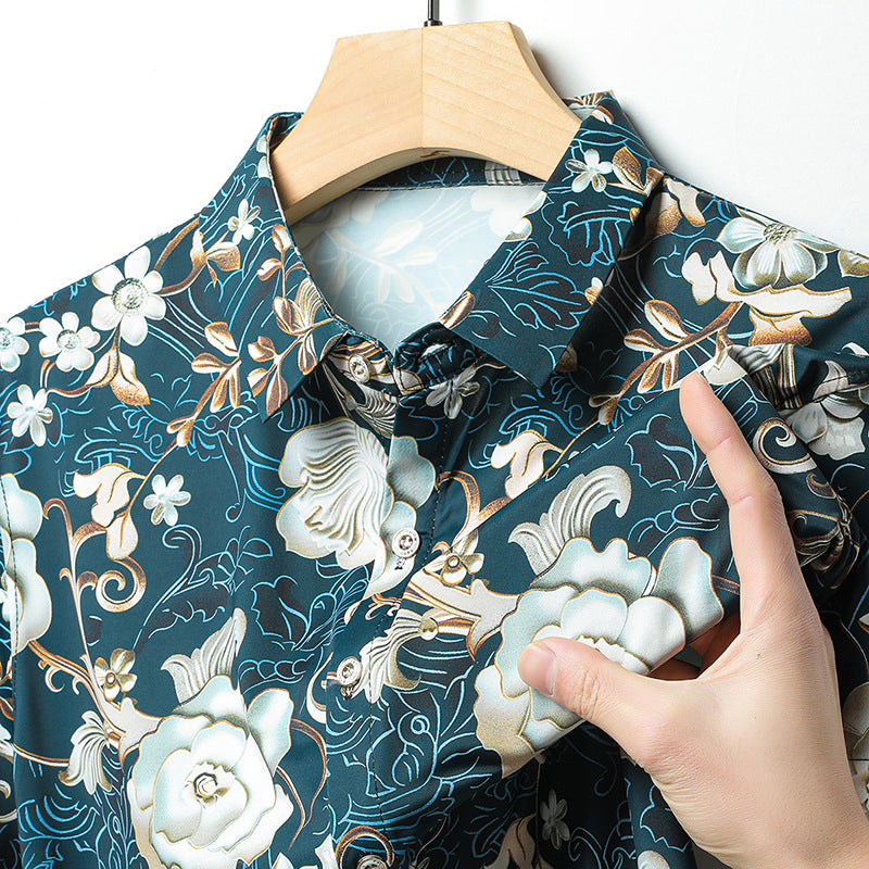 Men's summer national style short-sleeved shirt