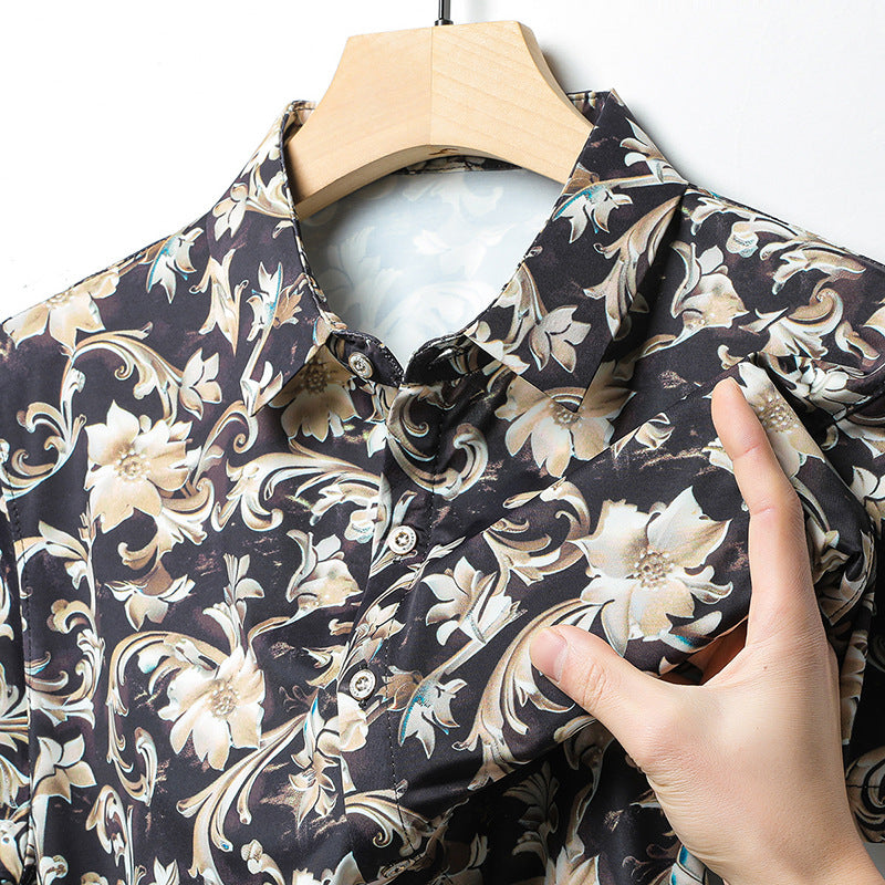 Men's summer national style short-sleeved shirt