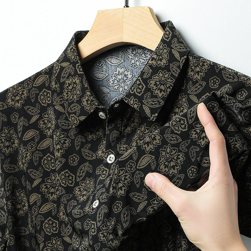 Men's summer national style short-sleeved shirt