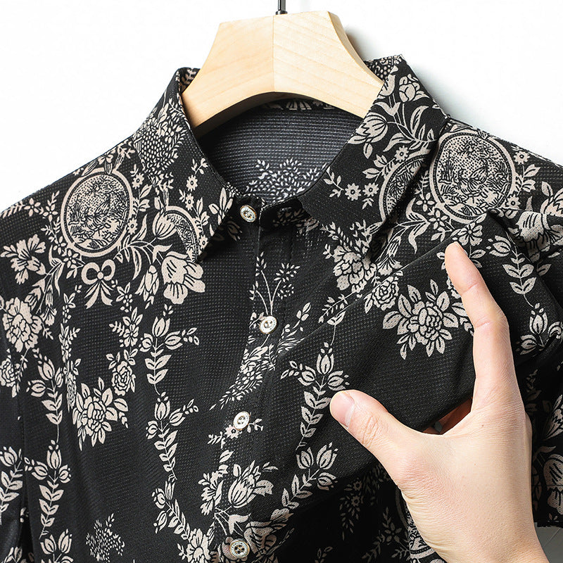 Men's summer national style short-sleeved shirt