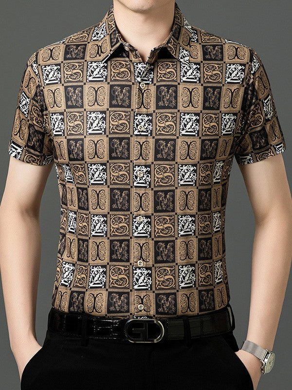 Men's summer national style short-sleeved shirt