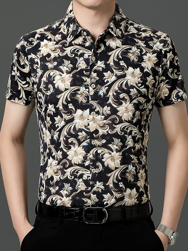 Men's summer national style short-sleeved shirt