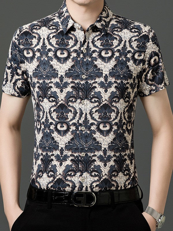 Men's summer national style short-sleeved shirt