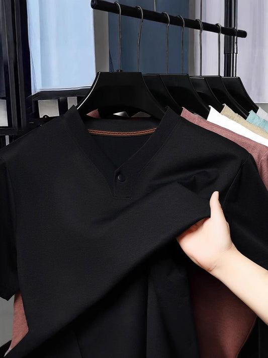 cf293-Men's summer ice silk short-sleeved T-shirt