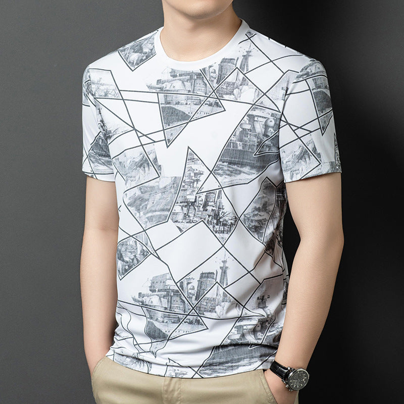 luu333-Men's summer short-sleeved T-shirt with personalized patterns
