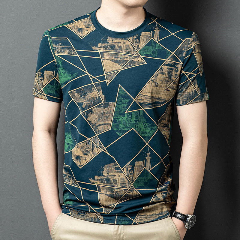 luu333-Men's summer short-sleeved T-shirt with personalized patterns