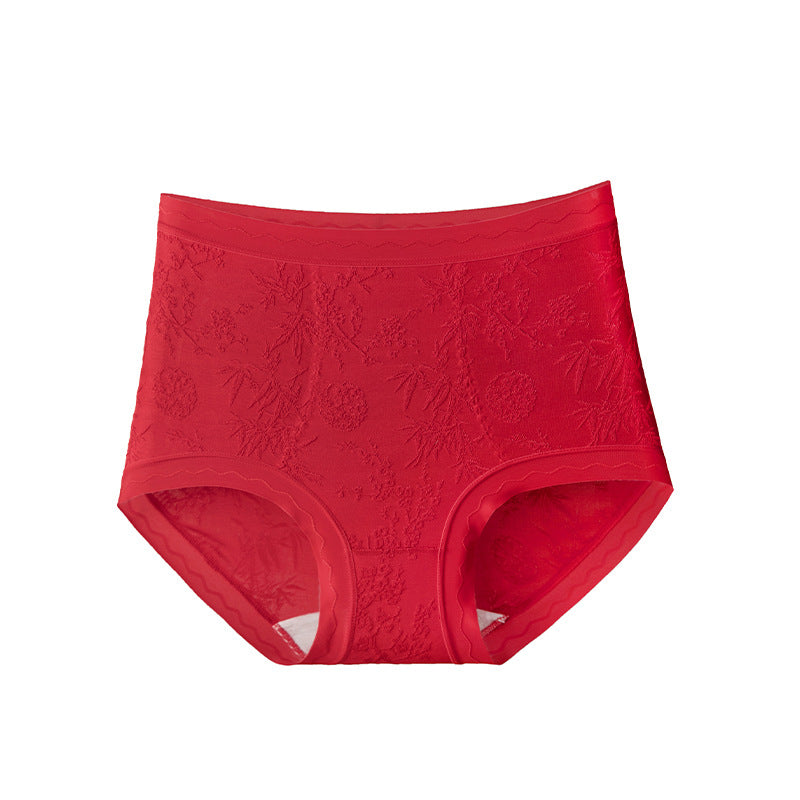 Women's lace mid-high waist antibacterial mulberry silk underwear
