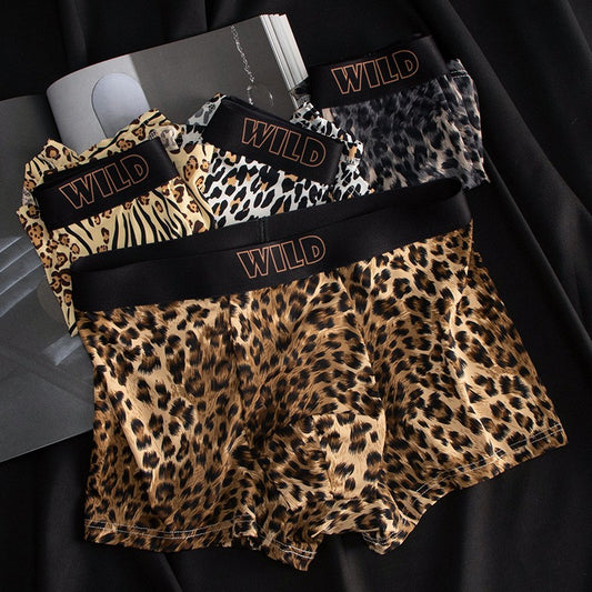 zd362-Sexy Ice Silk Leopard Print Men's Briefs
