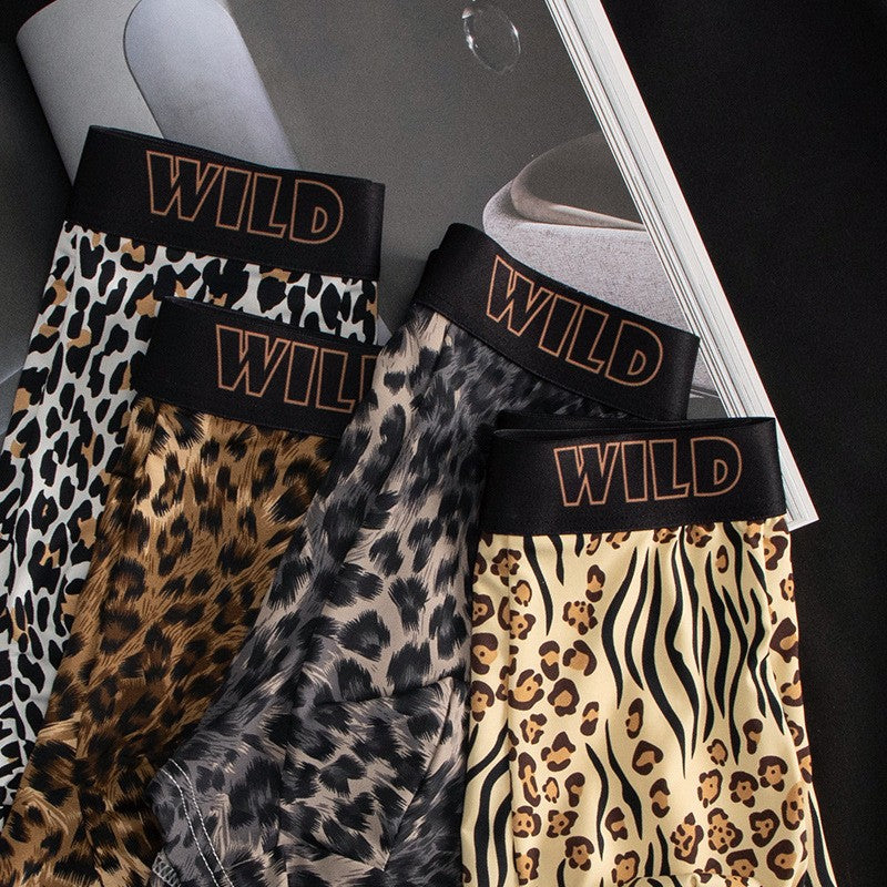 zd362-Sexy Ice Silk Leopard Print Men's Briefs