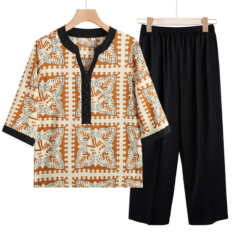 Women's summer short-sleeved T-shirt top + casual pants