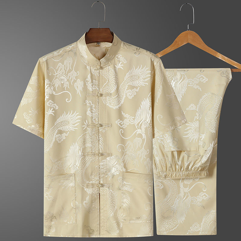 Men's Ice Silk Embroidered Outfit