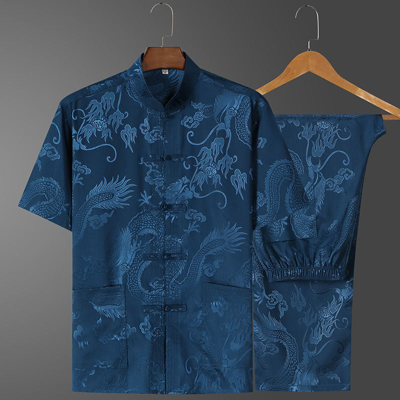 Men's Ice Silk Embroidered Outfit