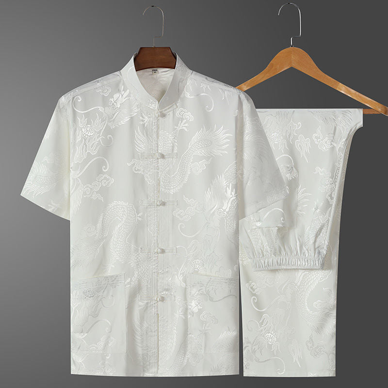 Men's Ice Silk Embroidered Outfit