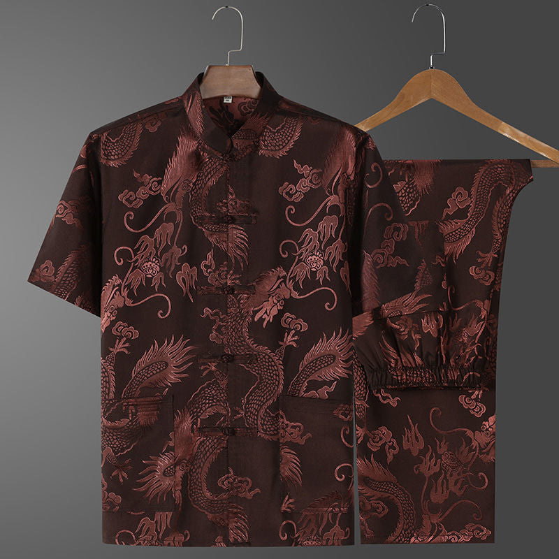 Men's Ice Silk Embroidered Outfit