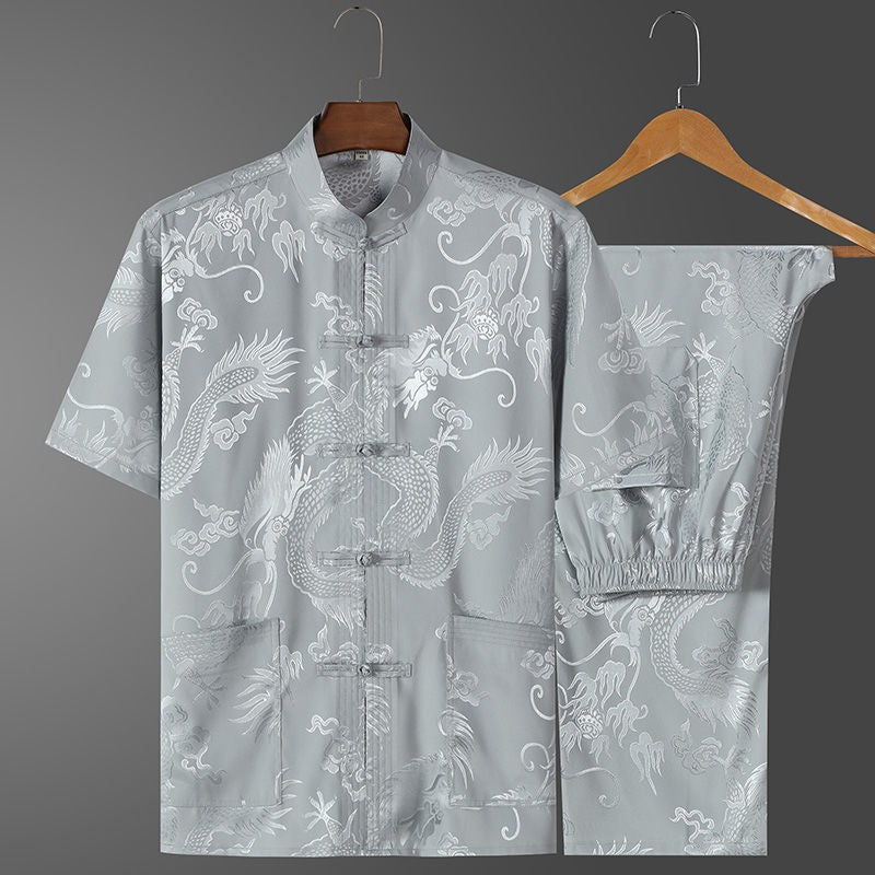 Men's Ice Silk Embroidered Outfit