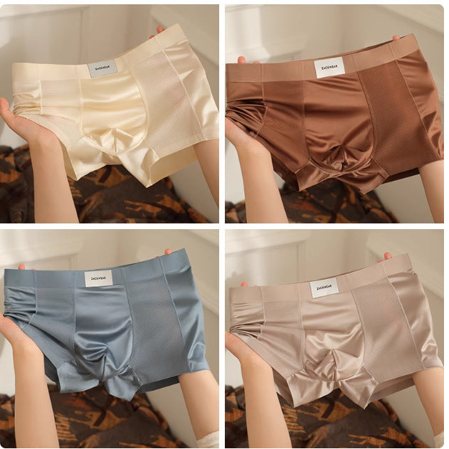 zd372-Men's summer cool mesh breathable boxer briefs