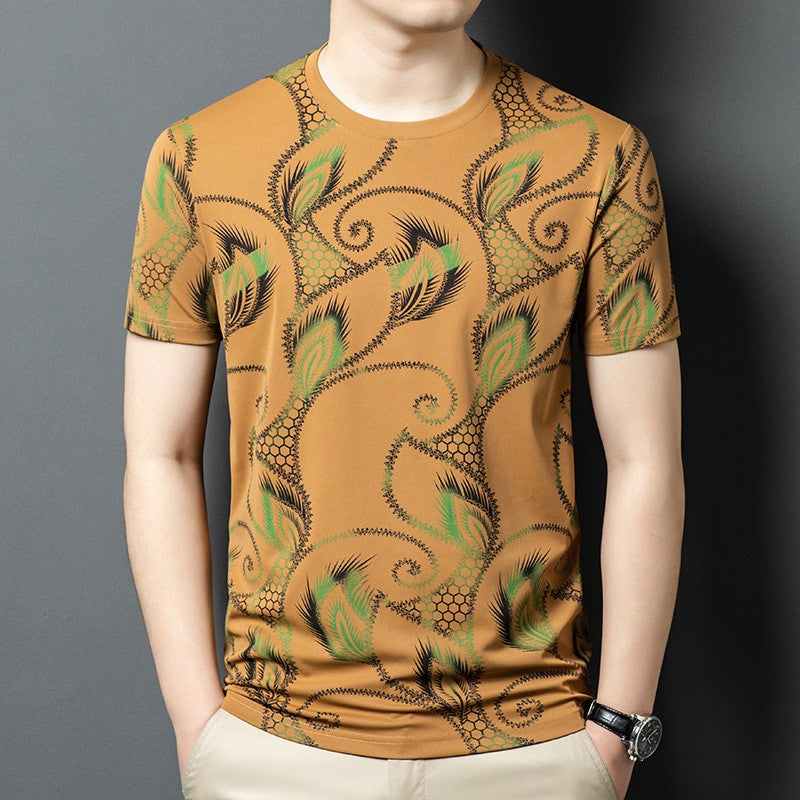 luu369-Men's fashion casual trendy printed short-sleeved T-shirt