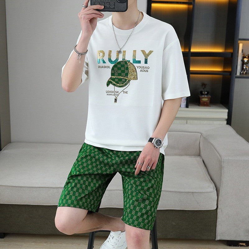 Men's short-sleeved T-shirt shorts casual suit