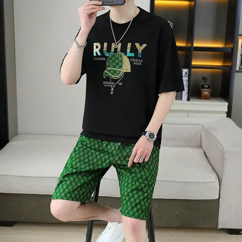 Men's short-sleeved T-shirt shorts casual suit