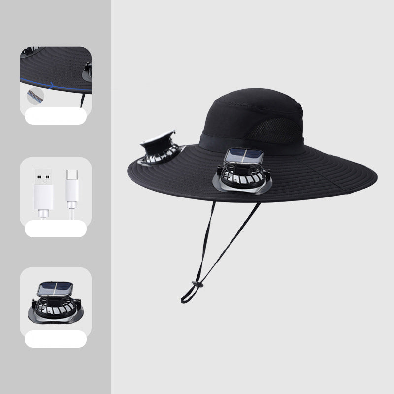 iq407-Men's Outdoor Solar Shade Fan Hat