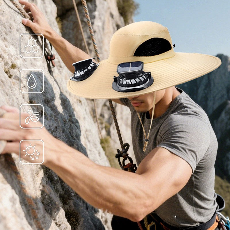iq407-Men's Outdoor Solar Shade Fan Hat
