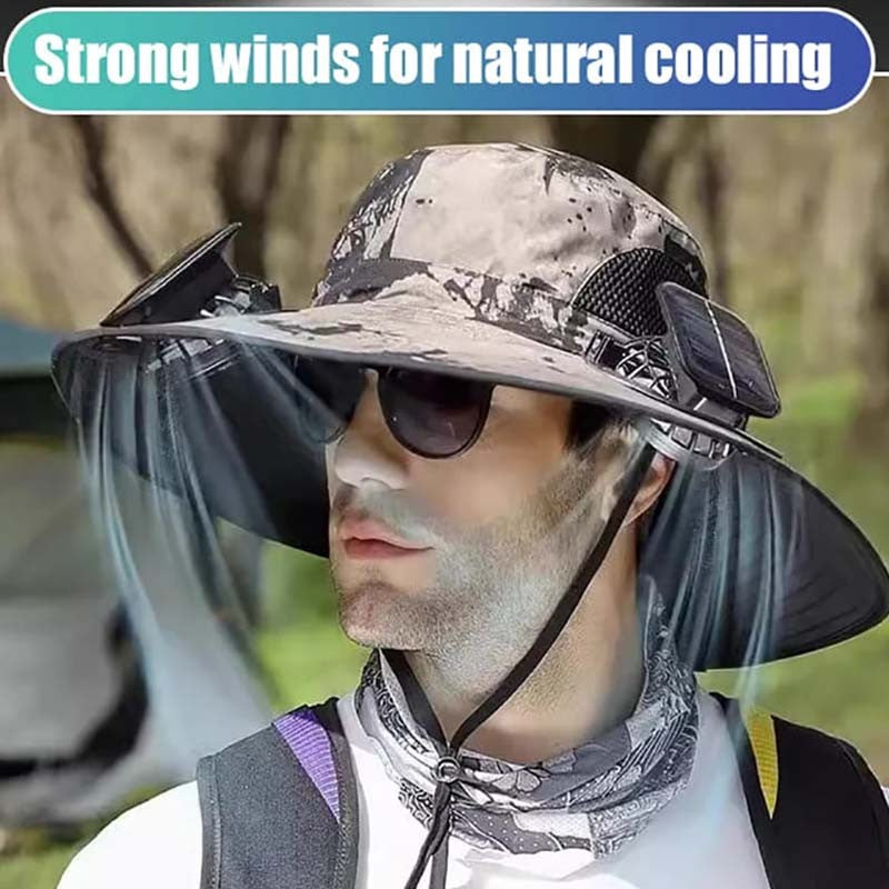 iq407-Men's Outdoor Solar Shade Fan Hat