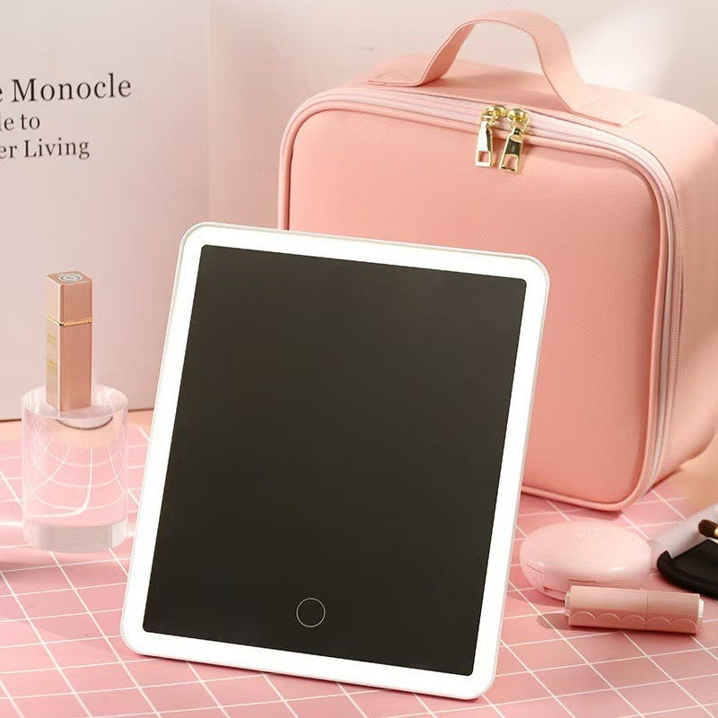 Large capacity multifunctional full screen mirror makeup storage bag