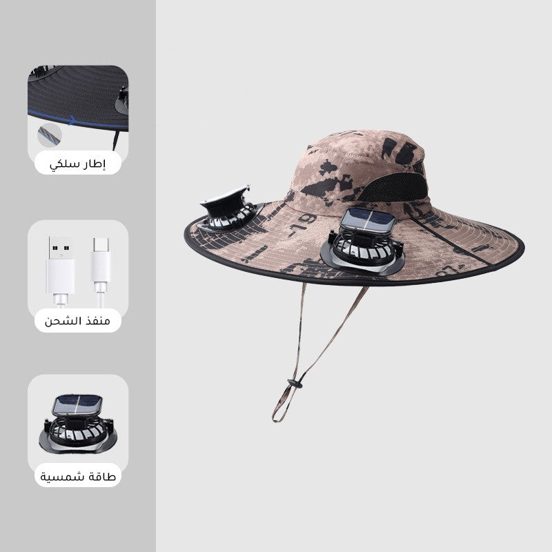 iq407-Men's Outdoor Solar Shade Fan Hat